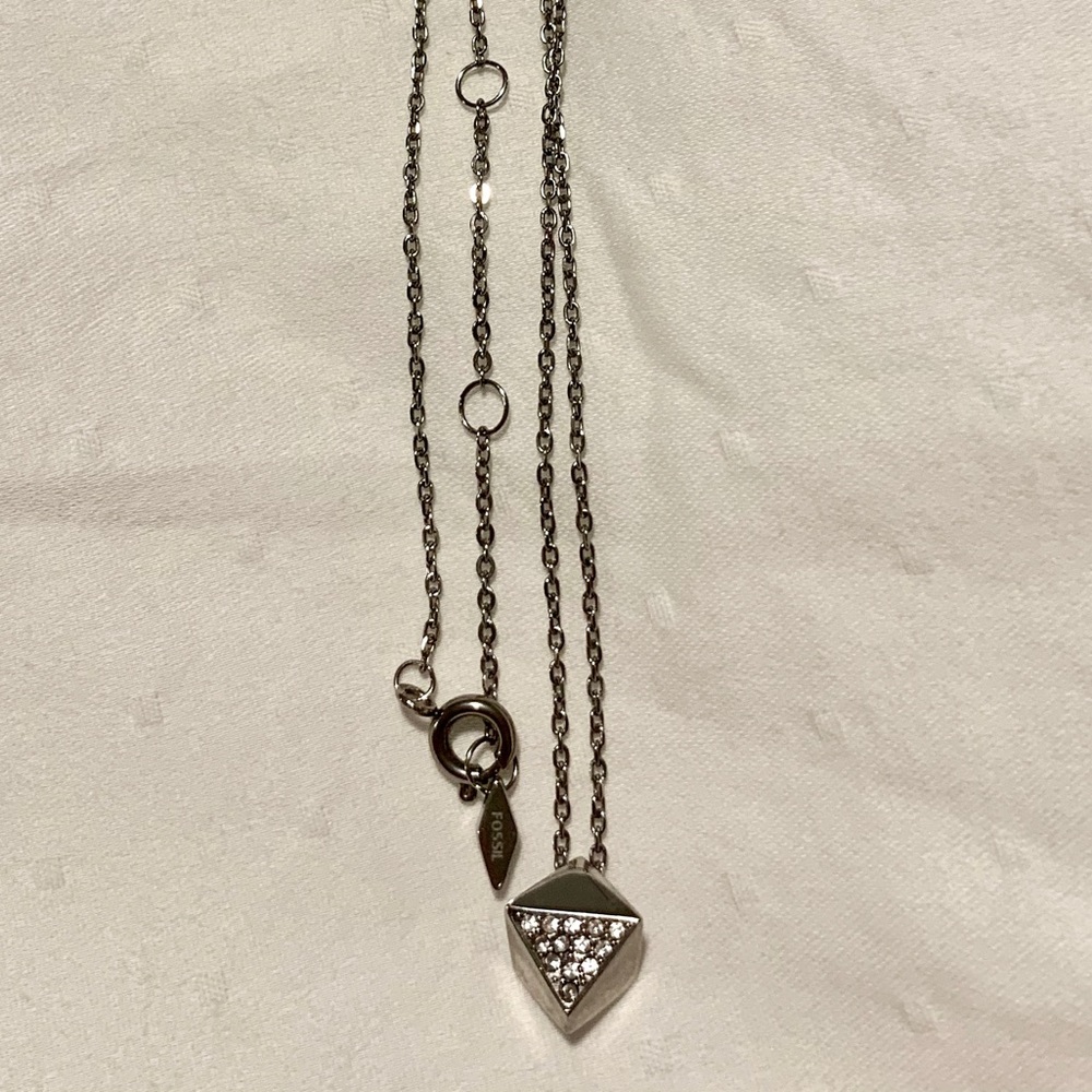 Fossil Geometric Silver Necklace